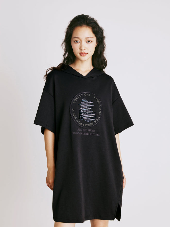 Carbon Grey Hooded Dress-Sample