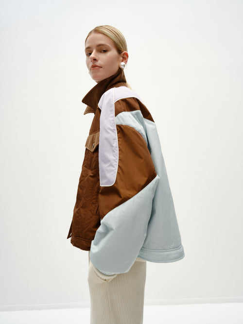 Chocolate Colorblocked Cotton Jacket