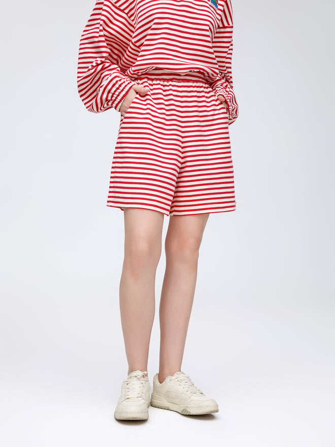 Red And White Striped Shorts