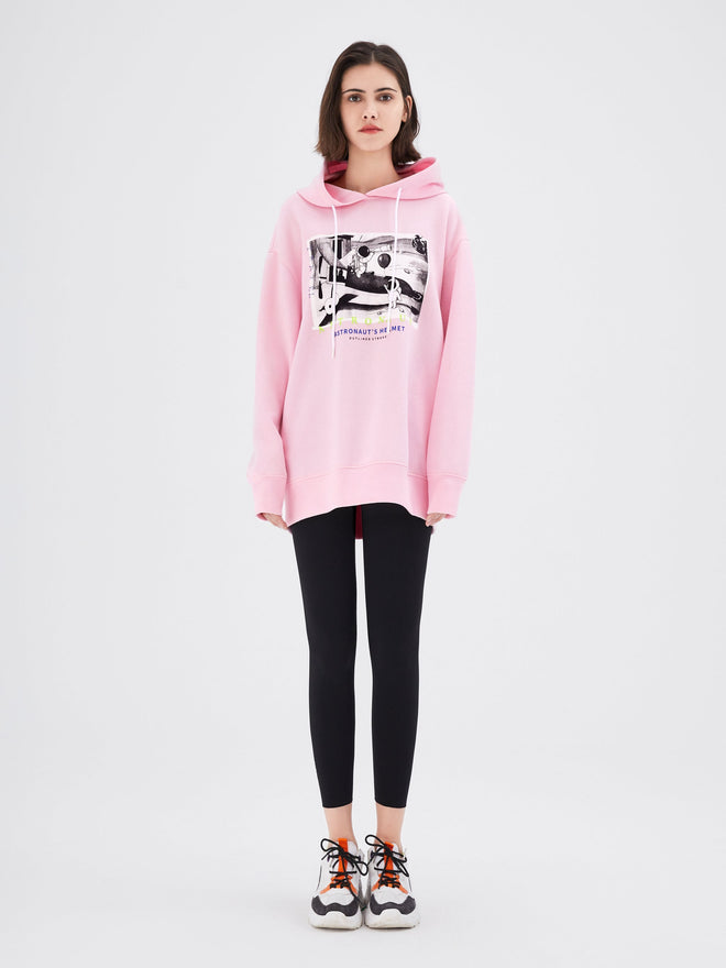 Pink Astronaut Graphic Hooded Sweatshirt - Urlazh New York