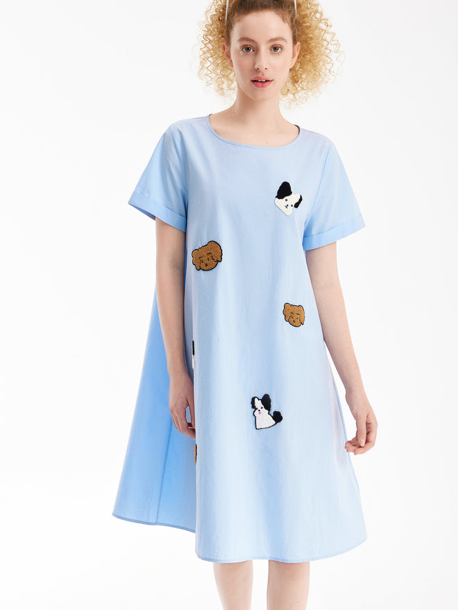 Puppy Embroidered Dress