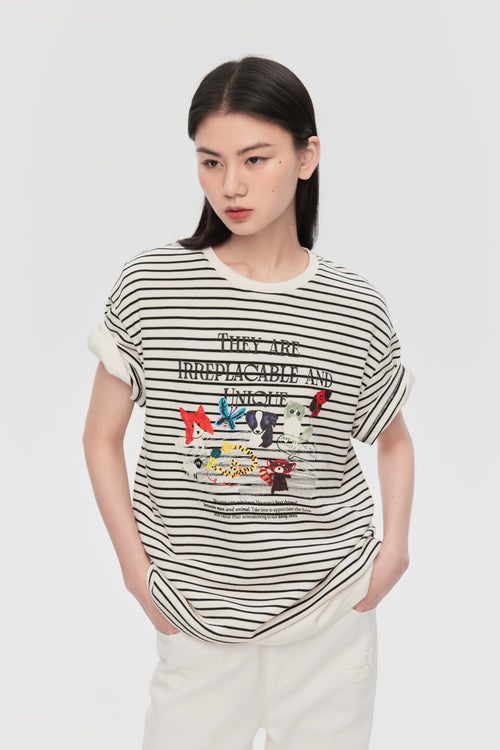 Animal Party Striped T-Shirt