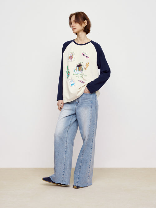 Long Sleeved Color Blocked Tee
