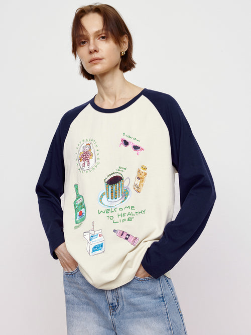 Long Sleeved Color Blocked Tee