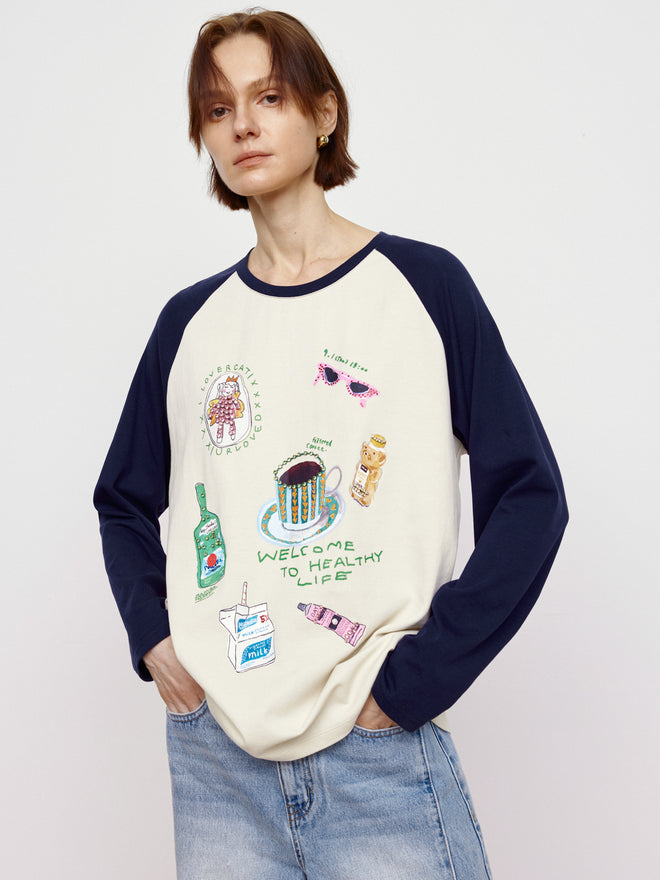 Long Sleeved Color Blocked Tee