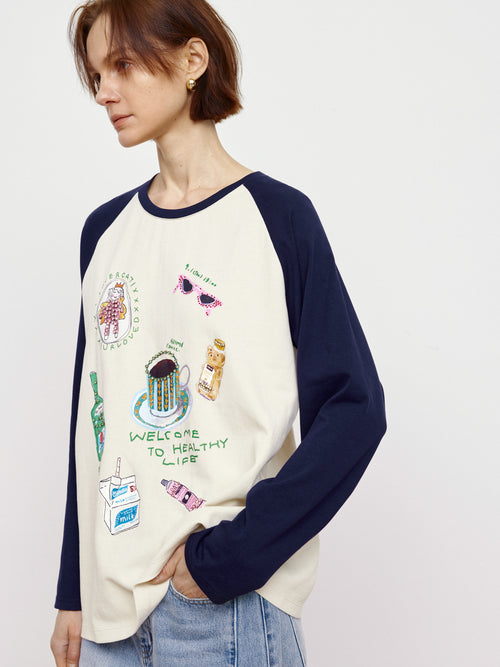 Long Sleeved Color Blocked Tee