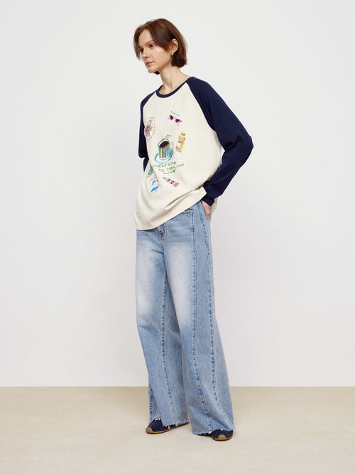 Long Sleeved Color Blocked Tee