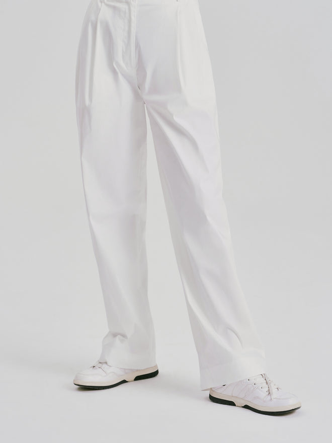 Pantalon large décontracté simple-blanc