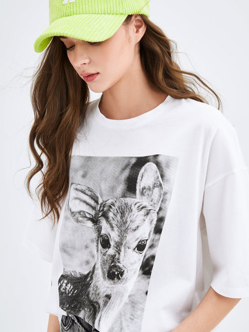 Deer Printed T-shirt - Urlazh New York