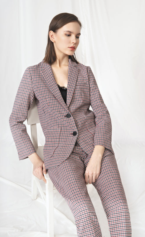 Black Checkered Plaid Blazer - Urlazh New York