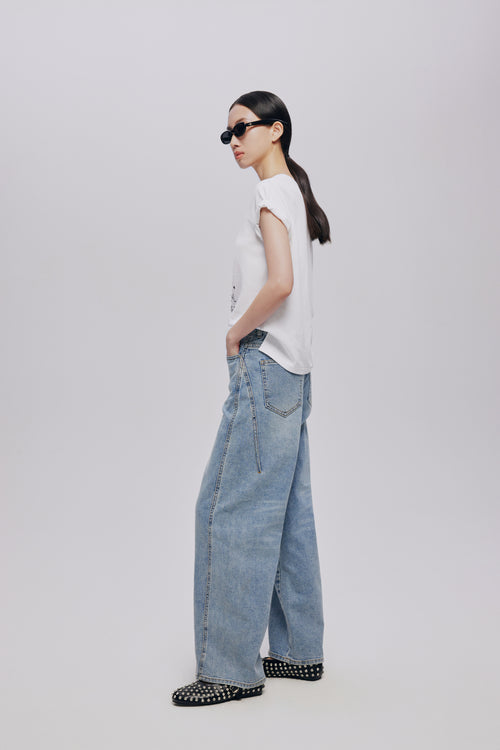 Cool Split Denim Banana Pants