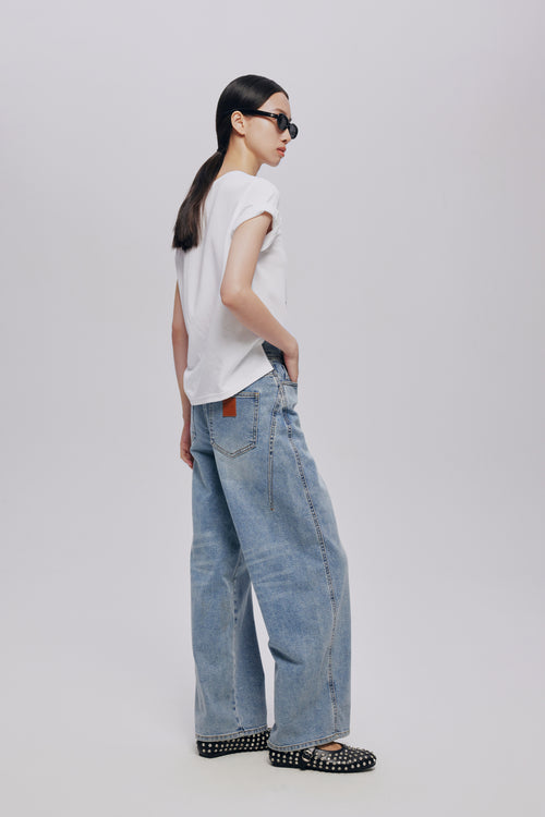 Cool Split Denim Banana Pants