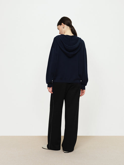 Night Blue Fake Two Hooded Sweaters