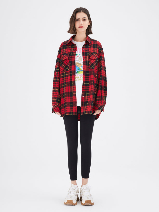 Red Check Graphic Print Flannel Shirt - Urlazh New York
