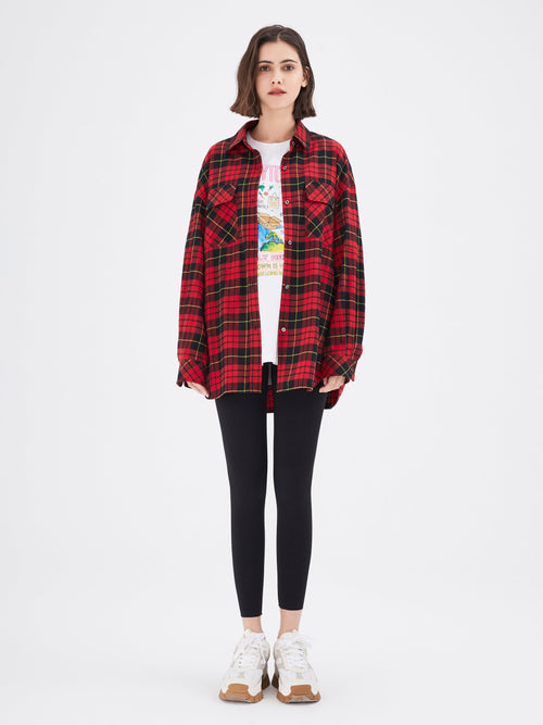 Red Check Graphic Print Flannel Shirt - Urlazh New York