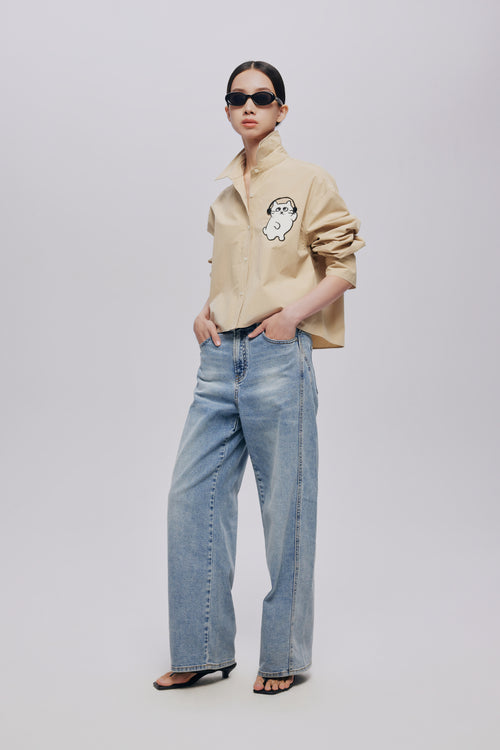 Cool Split Denim Banana Pants