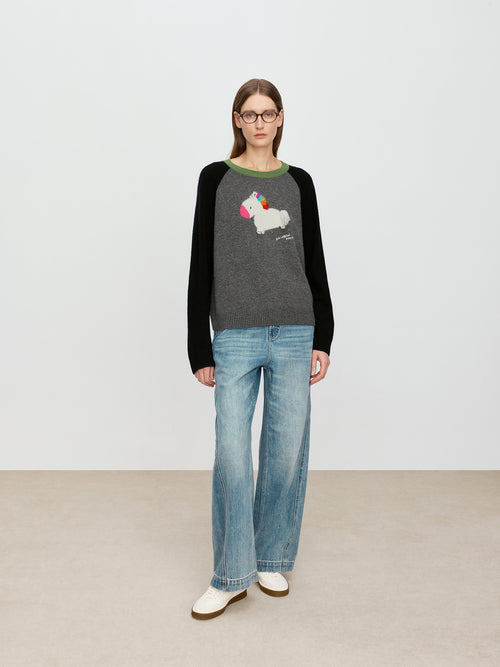 Sunshine Rainbow Little White Horse Color Blocked Sweater