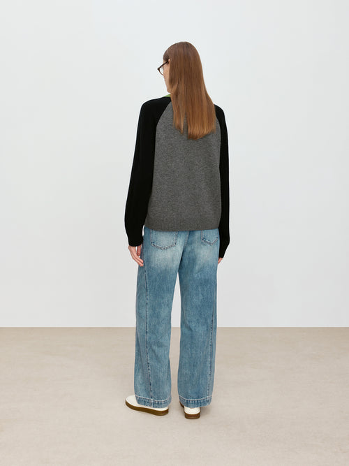 Sunshine Rainbow Little White Horse Color Blocked Sweater