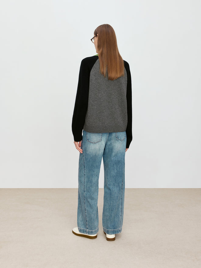 Sunshine Rainbow Little White Horse Color Blocked Sweater