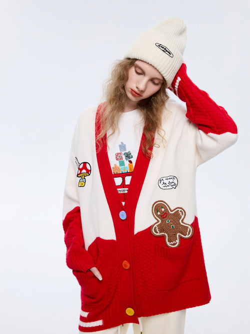Colorful Holiday Wool Cardigan