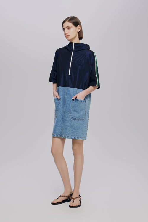 Patchwork Denim Dress-Sample – Urlazh New York Patchwork Denim Dress-Sample – Urlazh New York