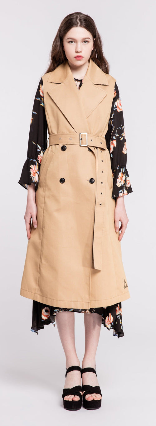 Beige Vest Trench Coat - Urlazh New York