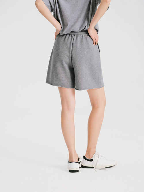 Casual Shorts With Rolled Hem-Light Gray