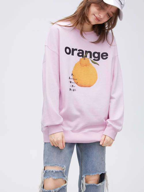 醜いオレンジのシルエットのスウェットシャツ