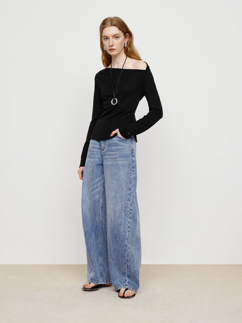 Elegant Night Sky Sloping Shoulder Top