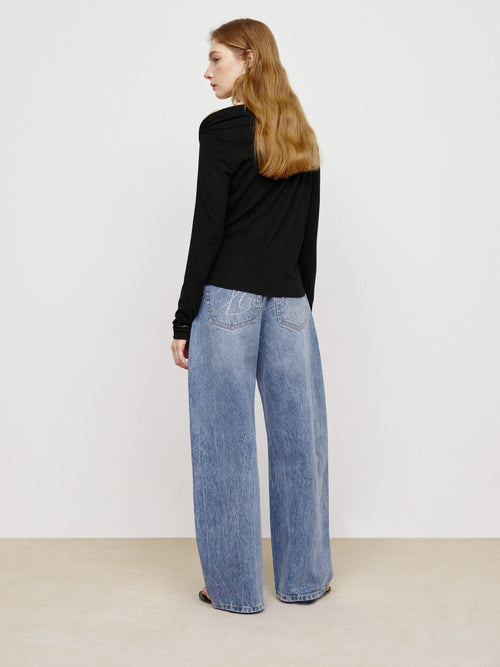 Elegant Night Sky Sloping Shoulder Top