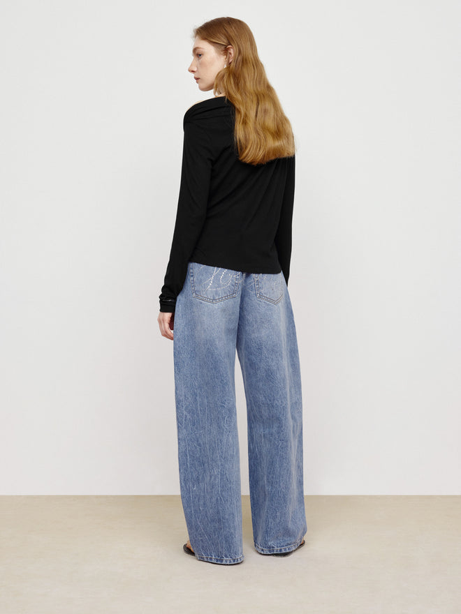 Elegant Night Sky Sloping Shoulder Top