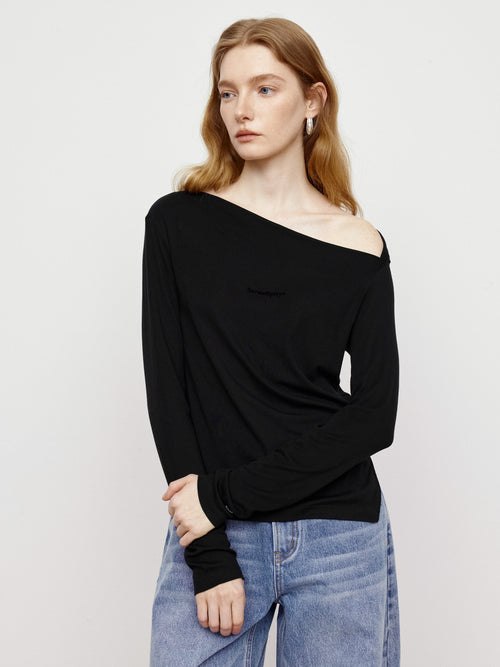 Elegant Night Sky Sloping Shoulder Top