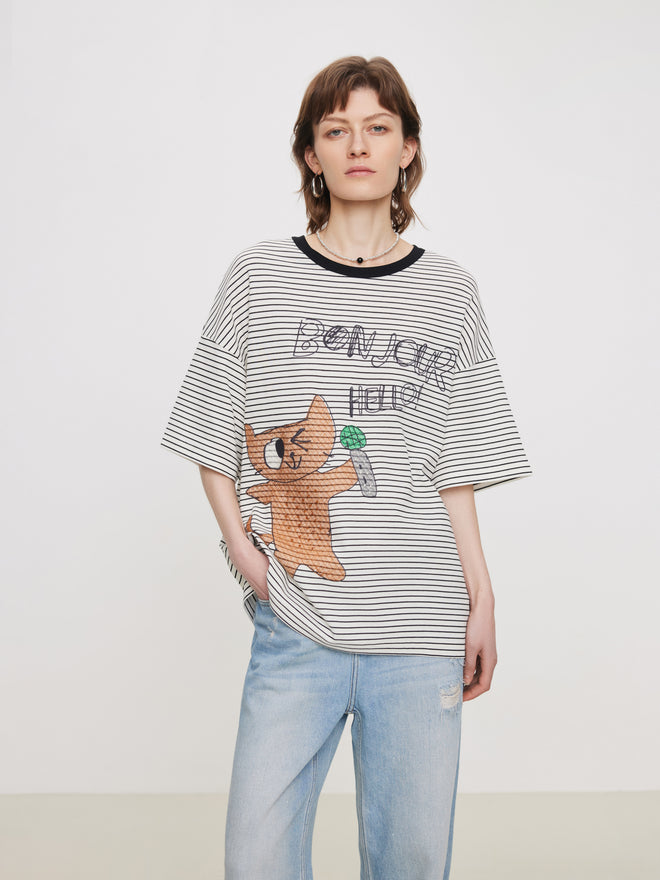 Fun Cat Stripe Tee