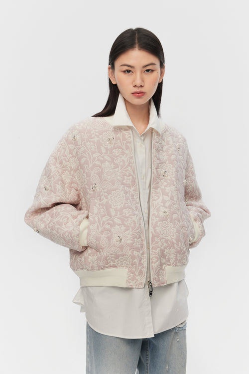 Elegant Jacquard Baseball Jacket