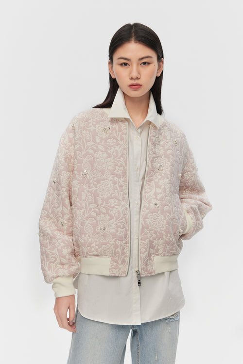 Elegant Jacquard Baseball Jacket