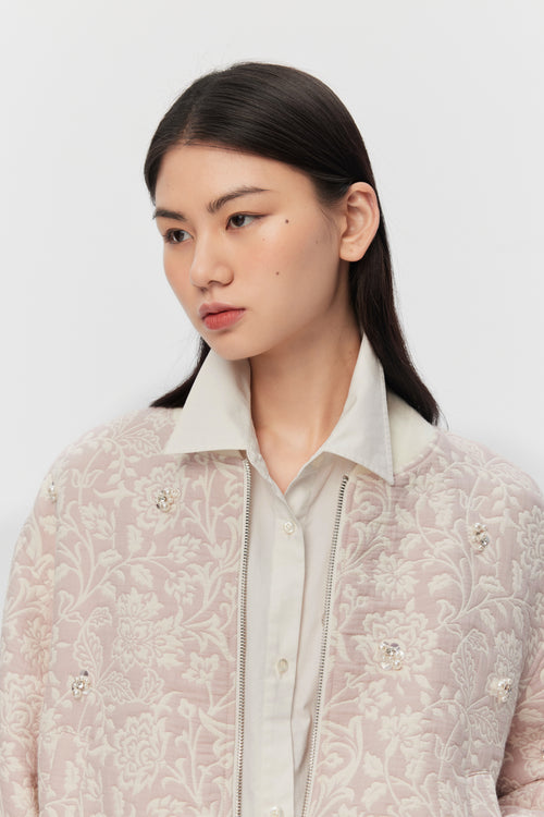 Elegant Jacquard Baseball Jacket