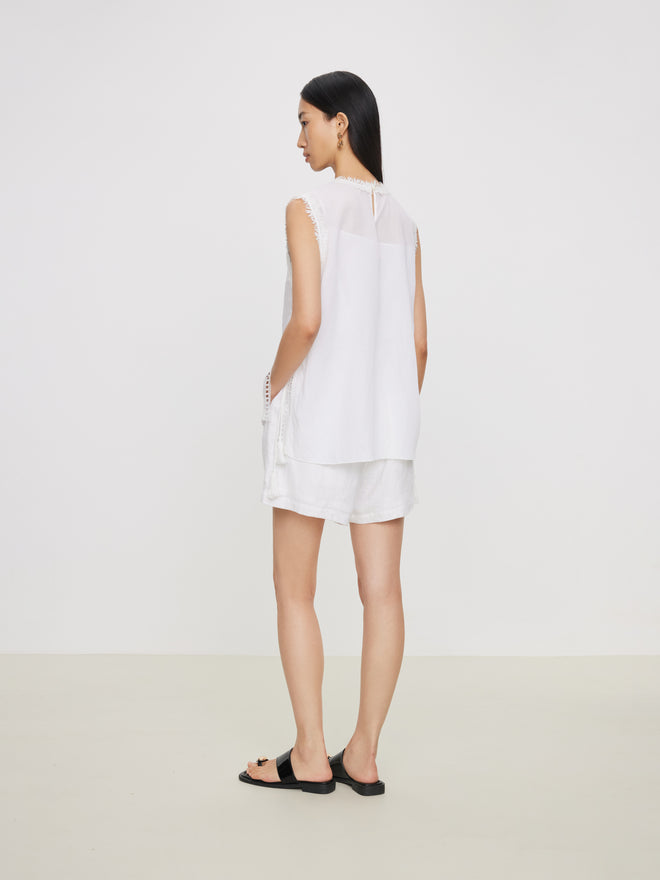 Lace Patchwork Linen Top