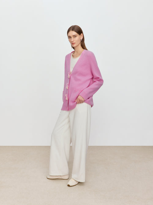 Yuanqi Peach Pink Sweater Jacket