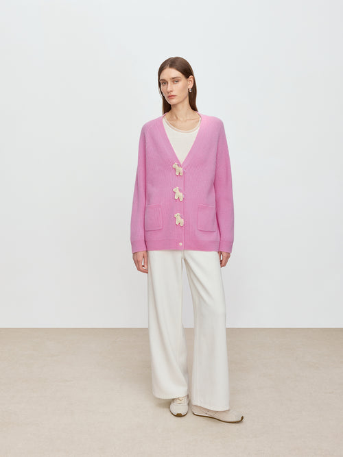 Yuanqi Peach Pink Sweater Jacket