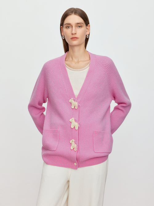 Yuanqi Peach Pink Sweater Jacket