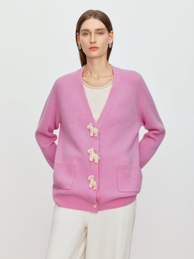 Yuanqi Peach Pink Sweater Jacket