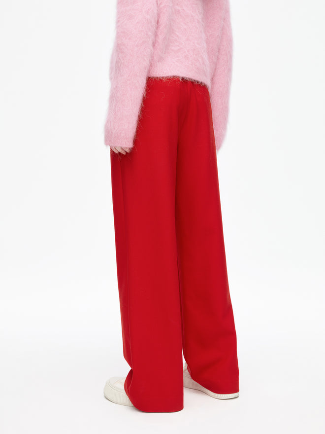 pantalon de costume en laine à jambe large rouge vintage