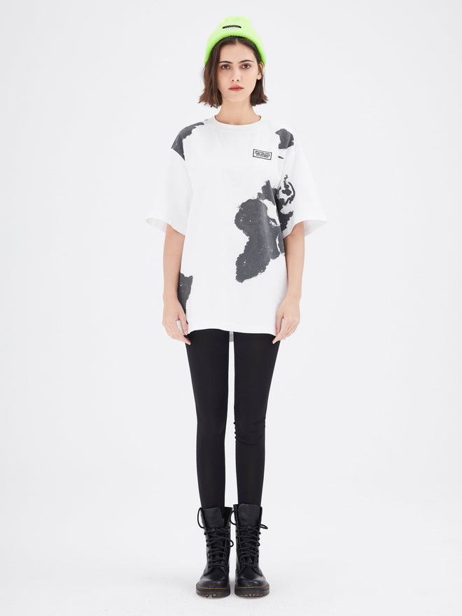 White Graphic Print Crewneck T-shirt - Urlazh New York