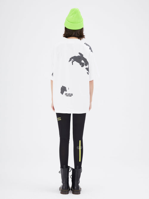 White Graphic Print Crewneck T-shirt - Urlazh New York