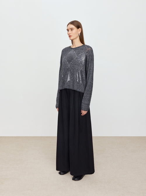Flowing Light Diamond Grid Sweater