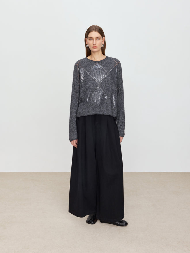 Flowing Light Diamond Grid Sweater