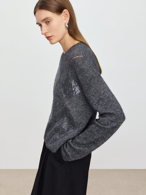 Flowing Light Diamond Grid Sweater