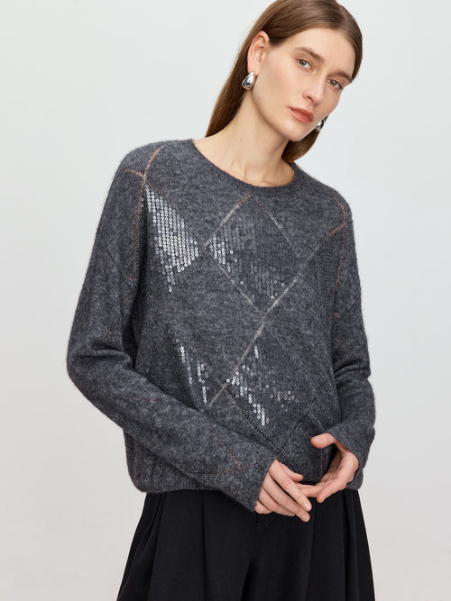 Flowing Light Diamond Grid Sweater