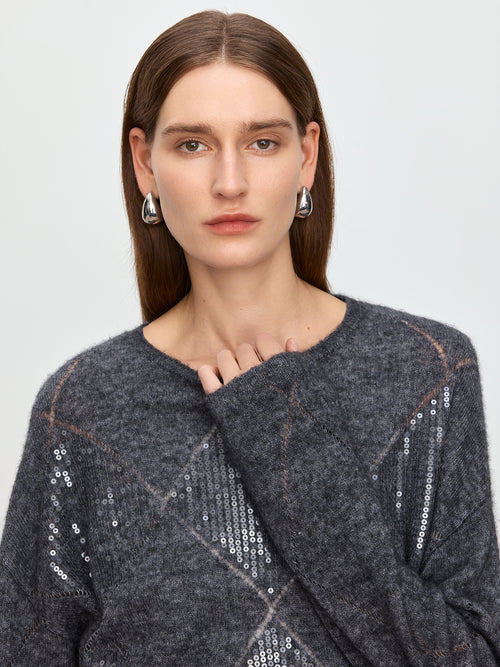 Flowing Light Diamond Grid Sweater
