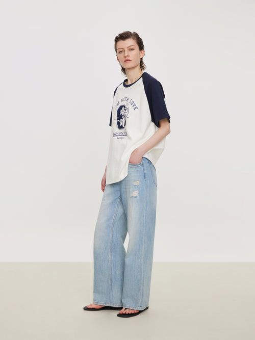College Style Colorblocked Tee